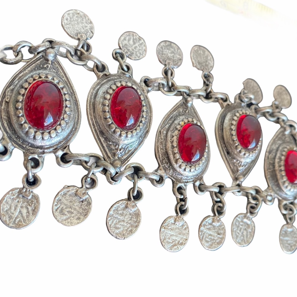 💥FINAL OFFER💥 Boho Coin Bracelet Belly Dancer Gypsy Red 8” Gifts